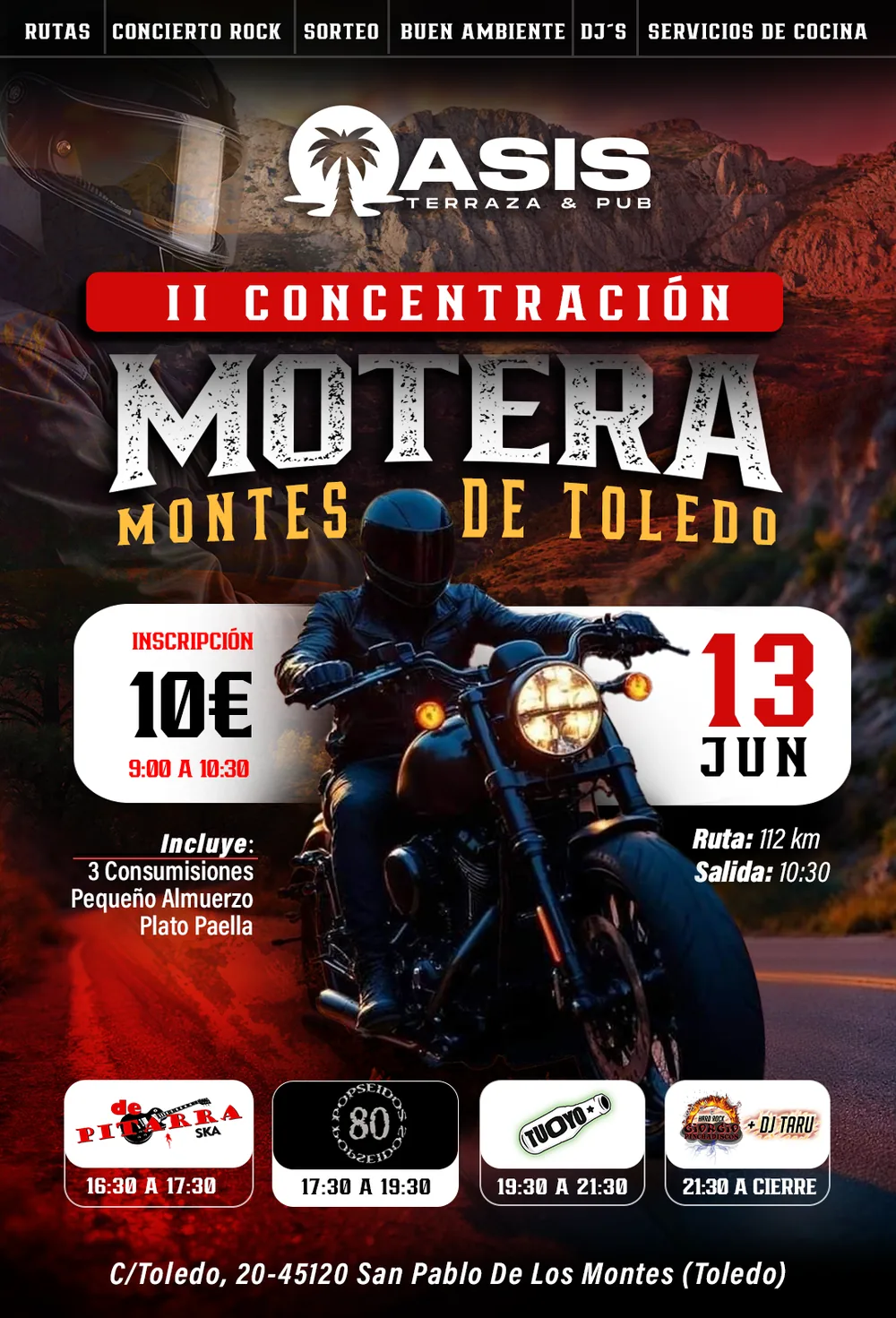Cartel A3 de la concentración motera de Oasis Terraza & Pub